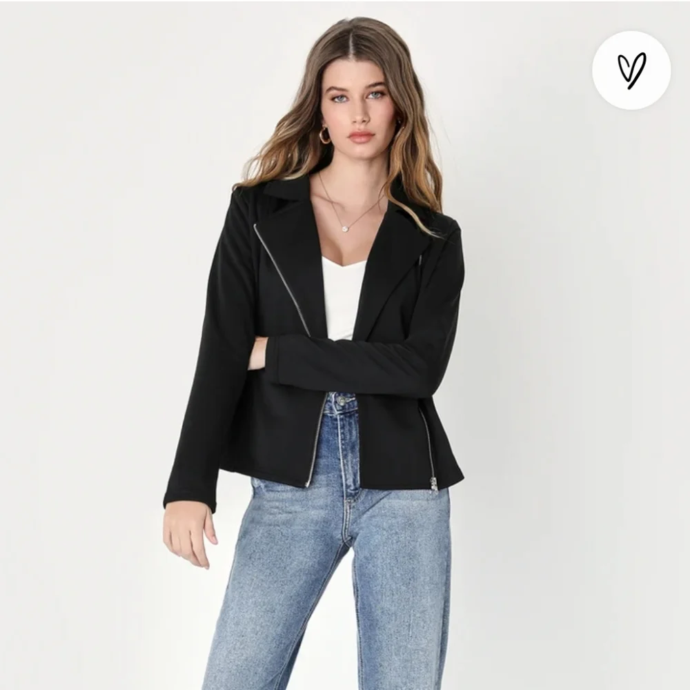 Lulu's NWT Black Knit Moto Jacket size S - Picture 2 of 4